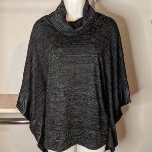 Charcoal Heather Gray Pullover Batwing Cowl Neck Sweater